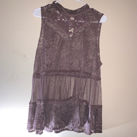 Maurices Tops - Purple sheer lace high neck tank